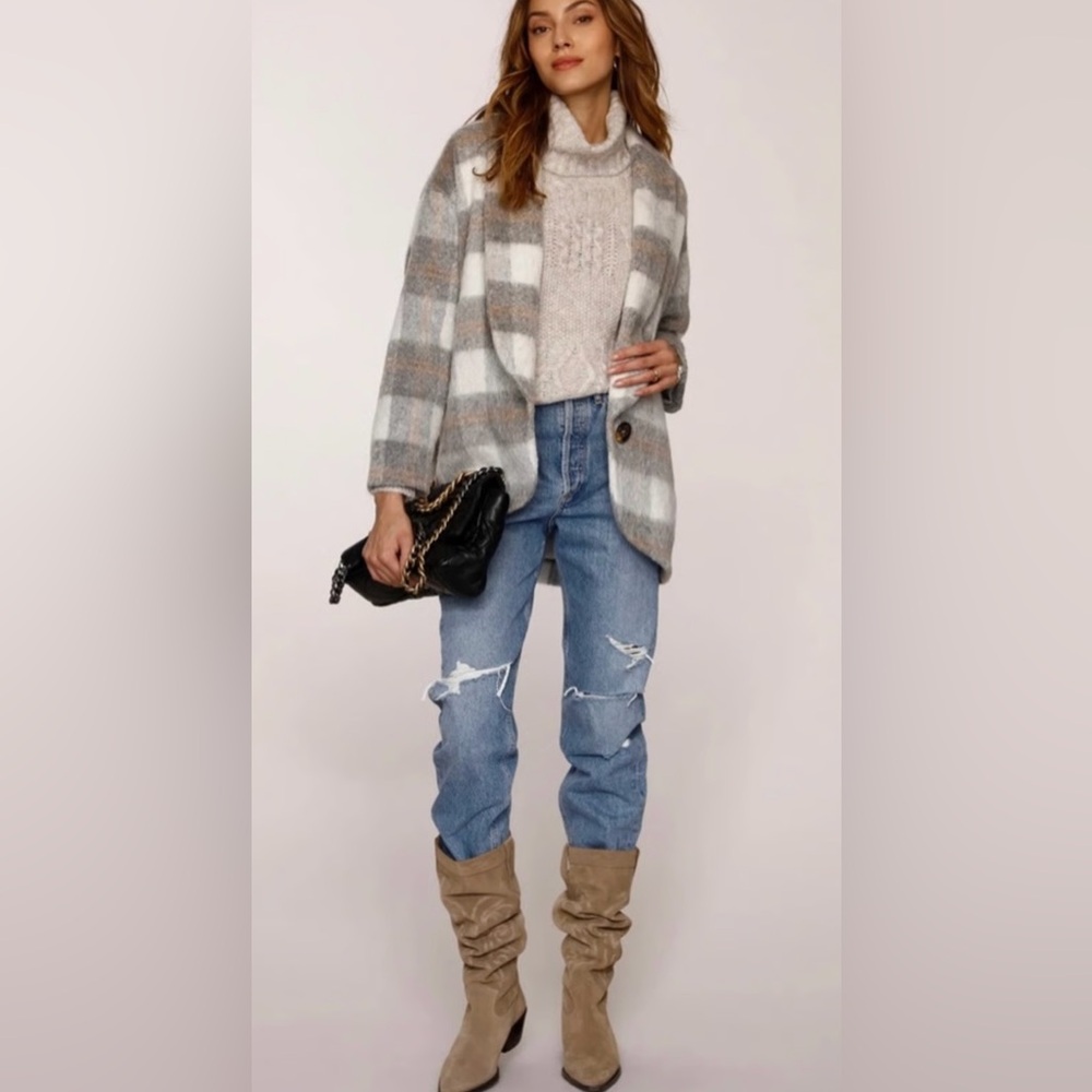 Evereve oversized Selene plaid jacket